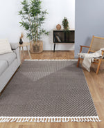 Opulence Cream Brown Geometric Striped Rug