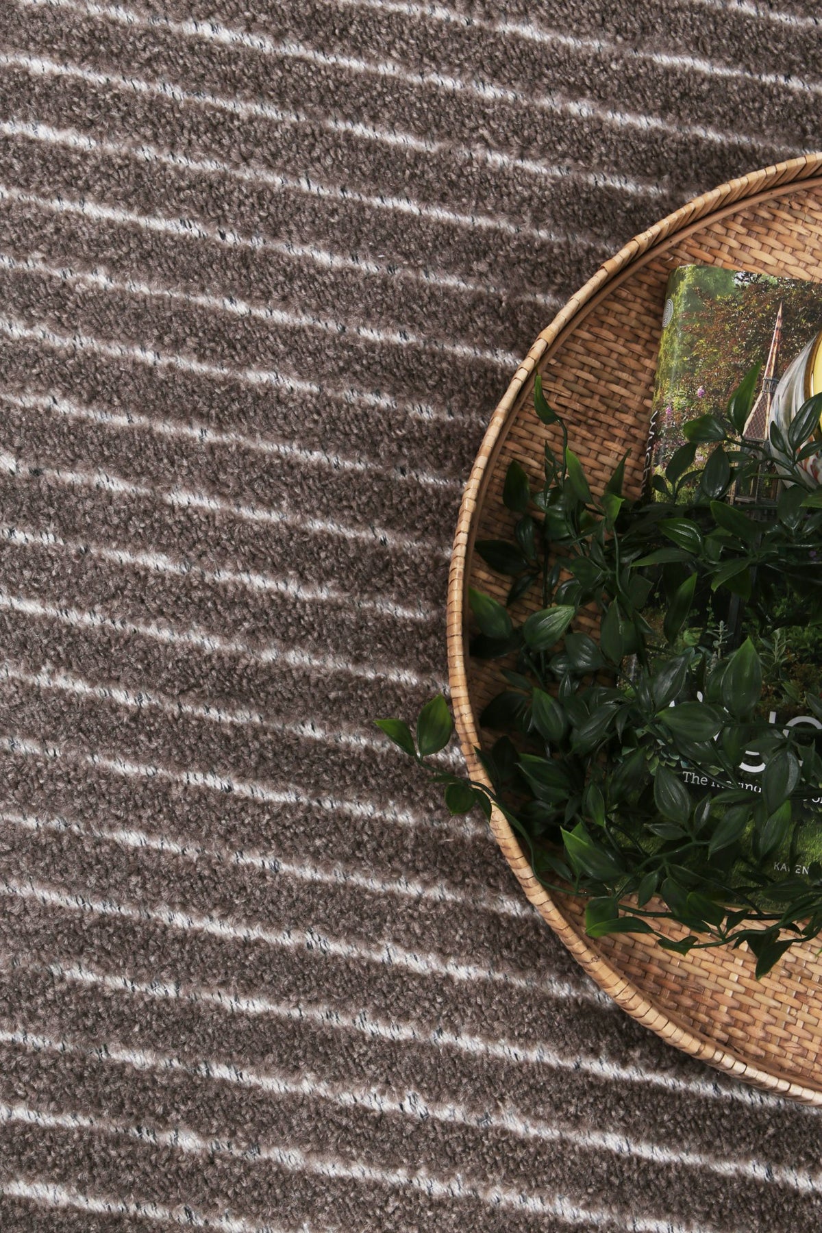 Opulence Cream Brown Geometric Striped Rug
