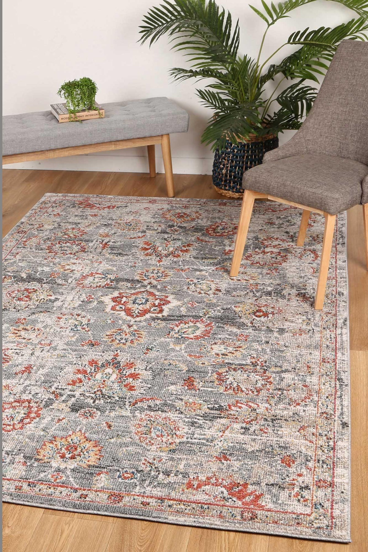 Zulu Rust Floral Rug - The Rugs