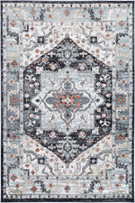 Abbot Traditional Charcoal Blue Rug | The Rugs