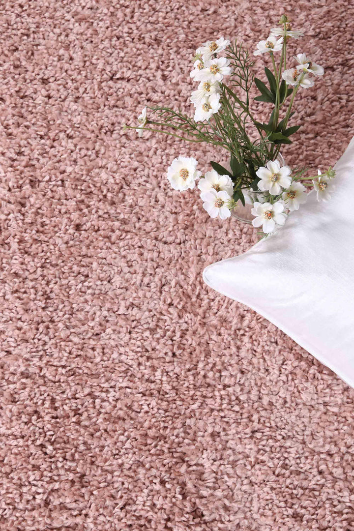 Danso Shaggy Blush Pink Round Rug - The Rugs