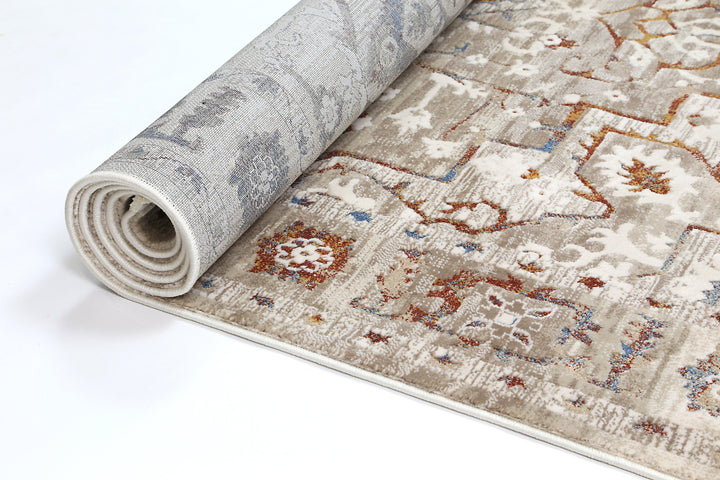 Cascade Medalion Beige Multi Rug - The Rugs