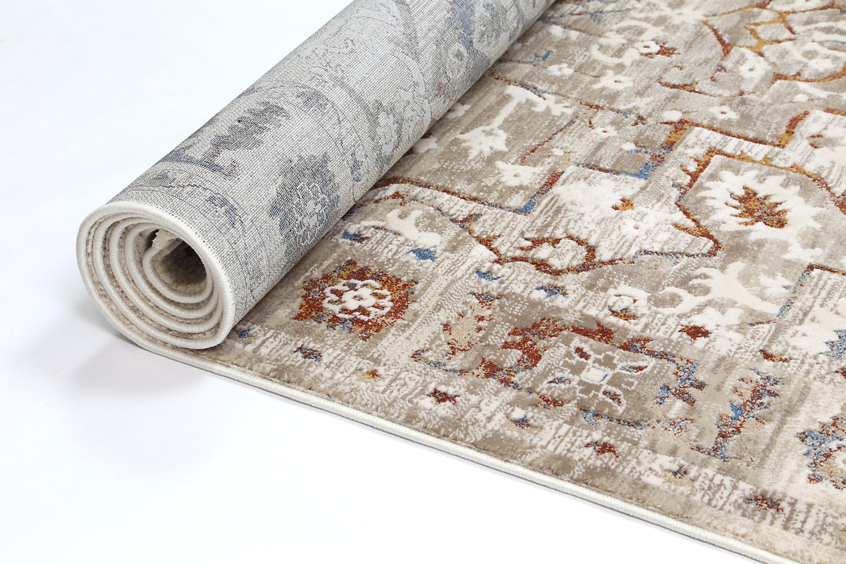 Cascade Medalion Beige Multi Rug - The Rugs