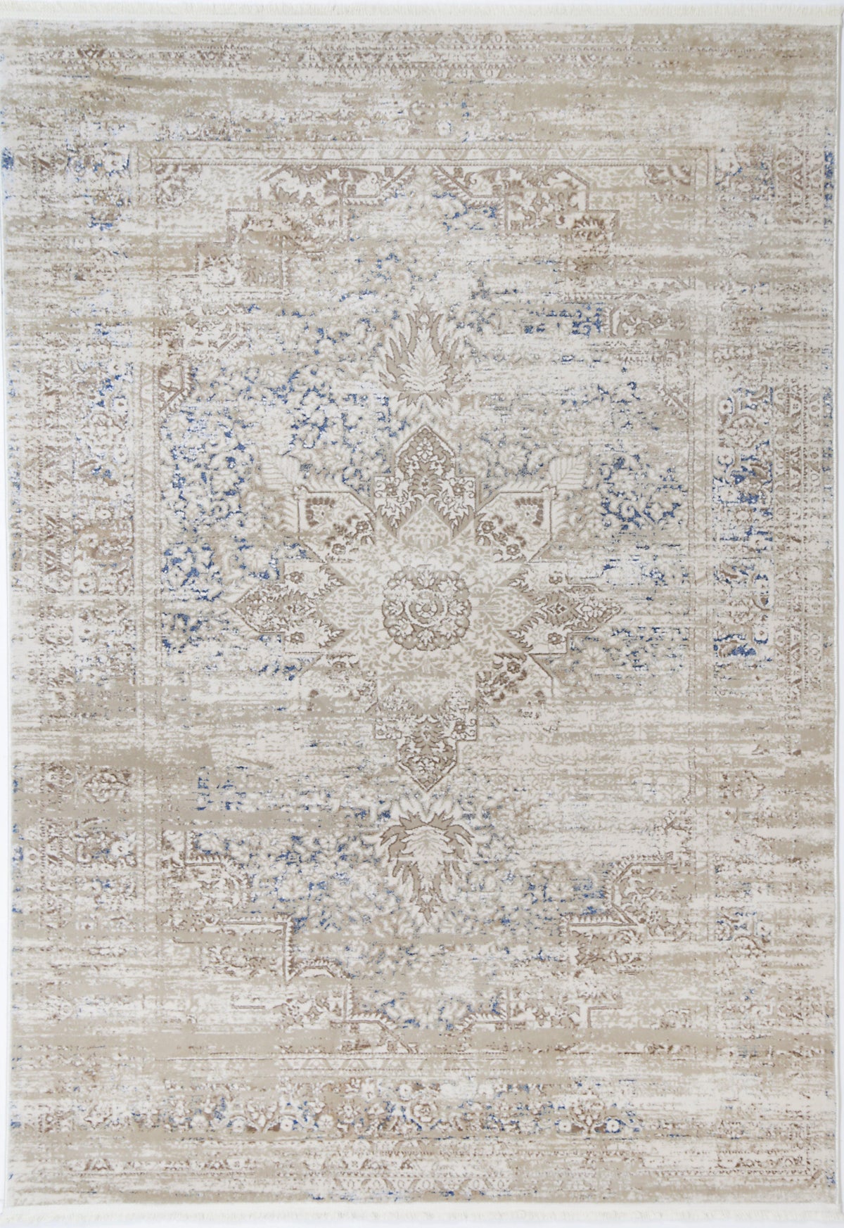 Cascade Medalion Beige Blue Rug - The Rugs