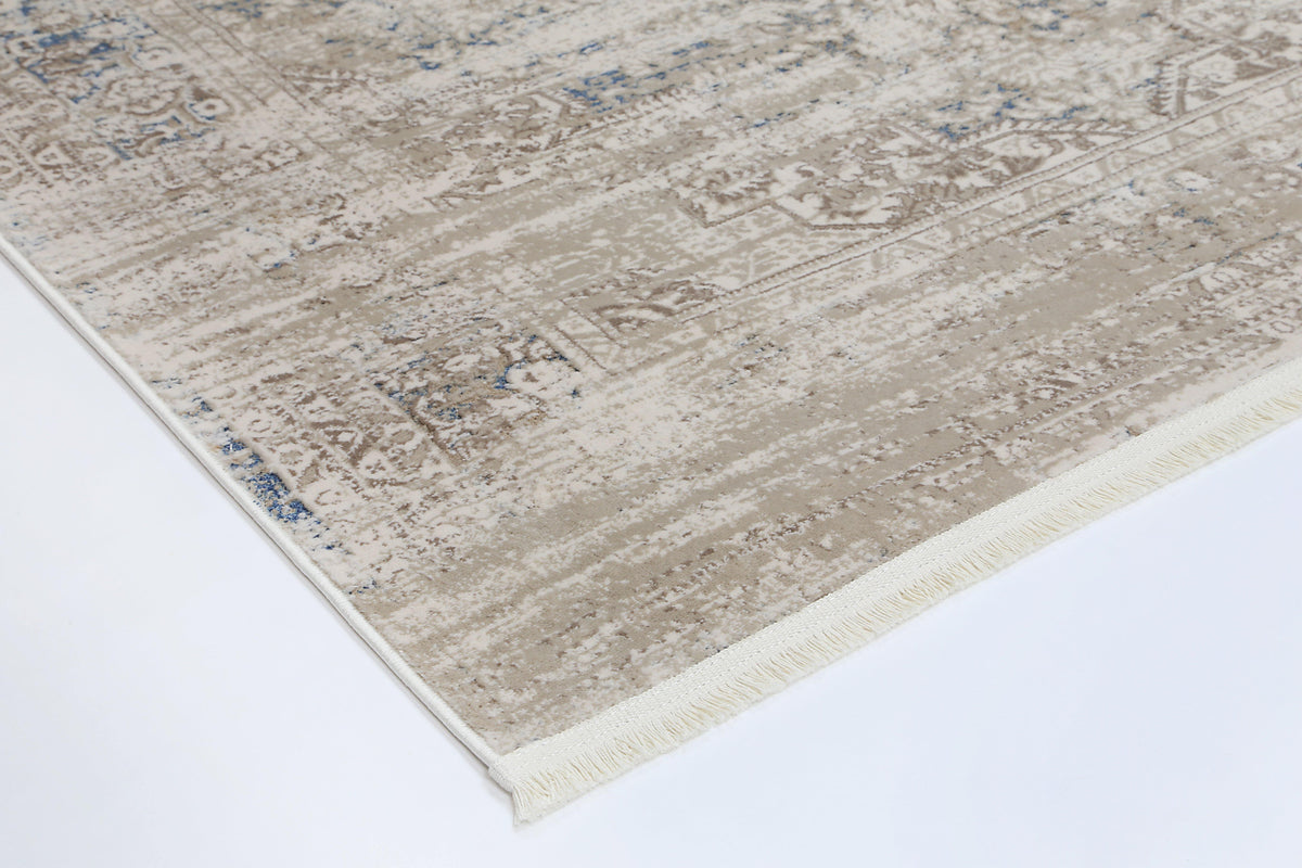 Cascade Medalion Beige Blue Rug - The Rugs