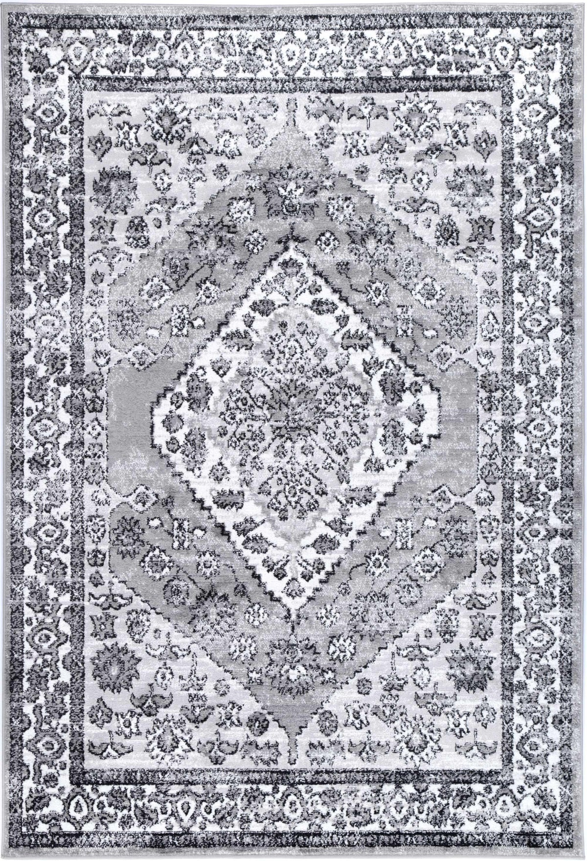 Classic Abbot Traditional Black Grey Rug | The Rugs