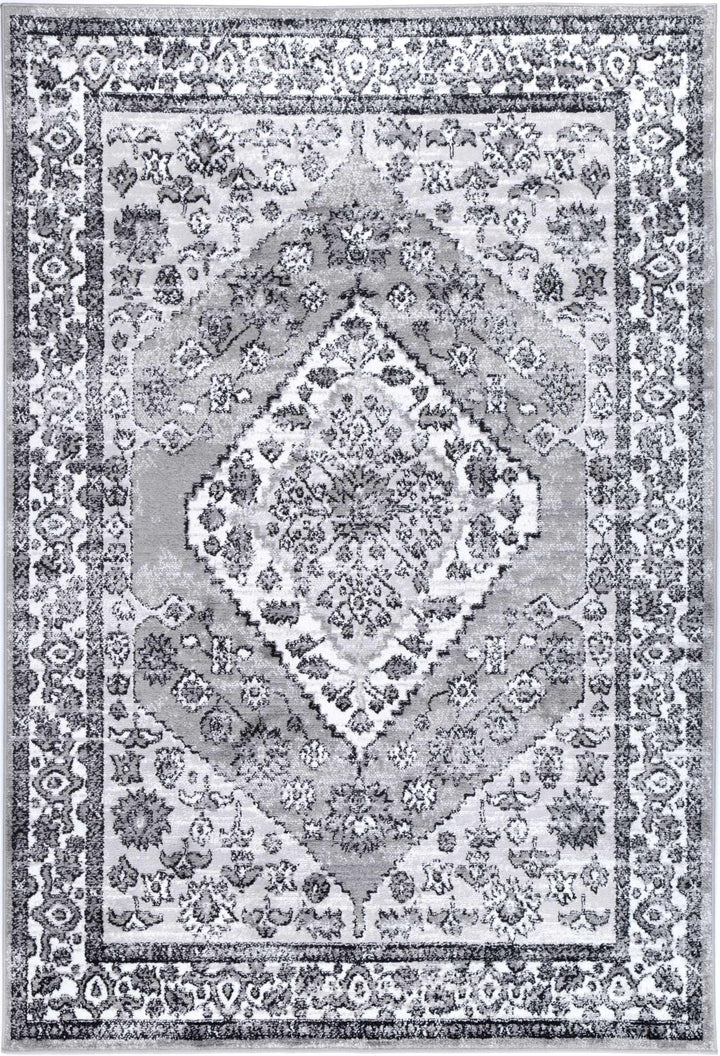 Classic Abbot Traditional Black Grey Rug | The Rugs