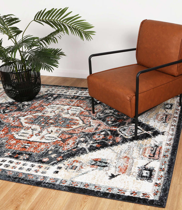 Abbot Traditional Cream Black Rug - The Rugs