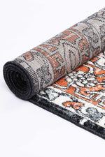 Abbot Traditional Terracotta Black Rug - The Rugs