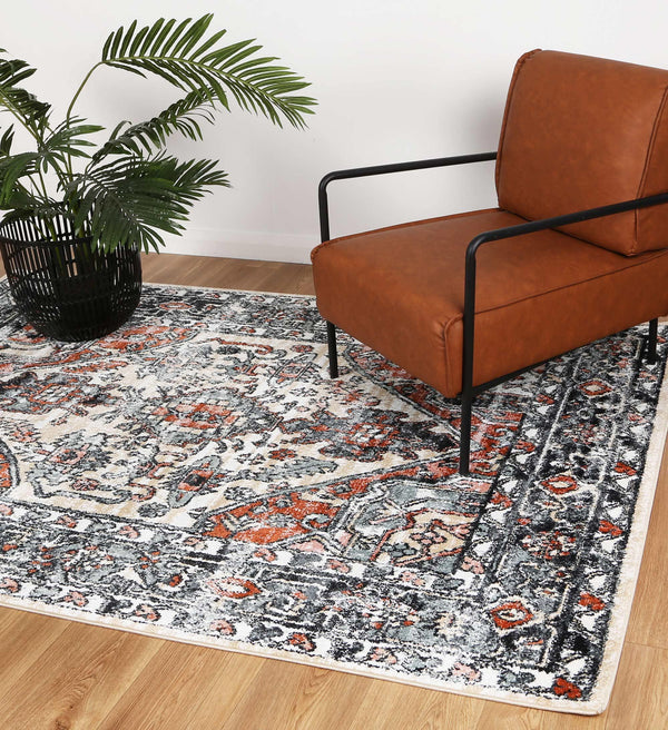 Abbot Traditional Beige Black Rug - The Rugs