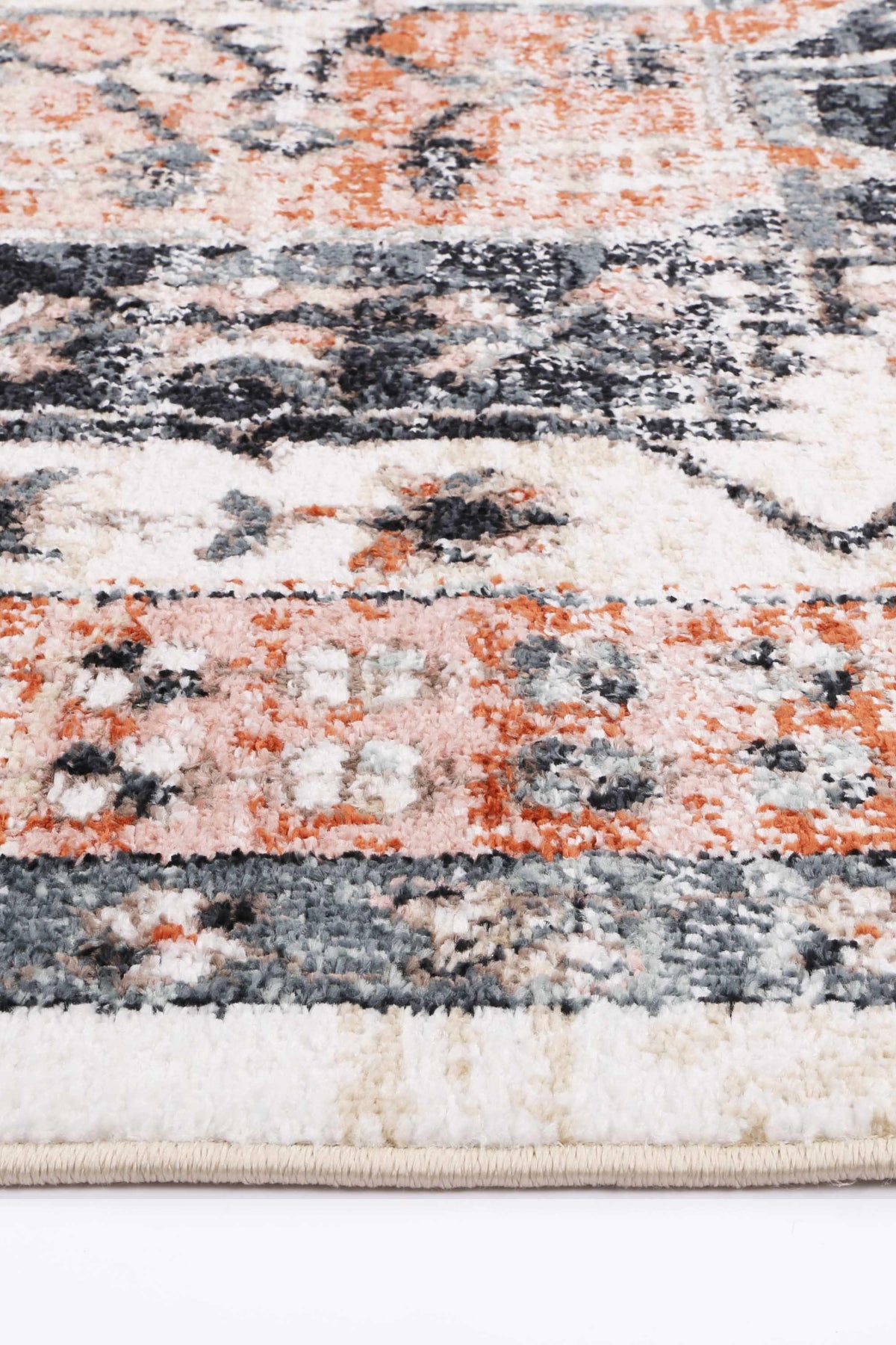 Abbot Traditional Terracotta White Rug - The Rugs