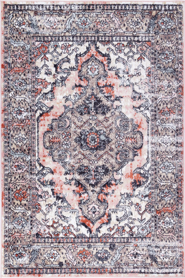 Abbot Traditional Terracotta Cream Rug - The Rugs