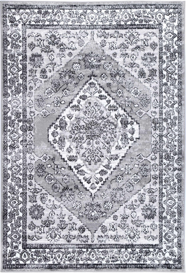 Abbot Traditional Grey Black Rug - The Rugs