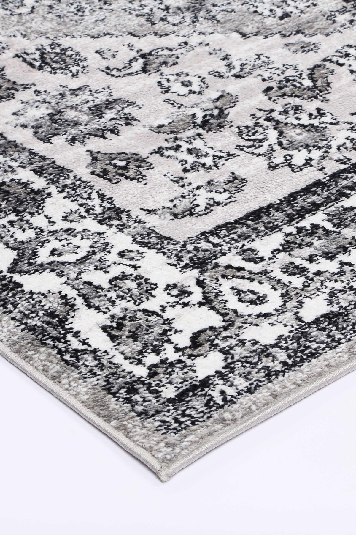Abbot Traditional Grey Black Rug - The Rugs