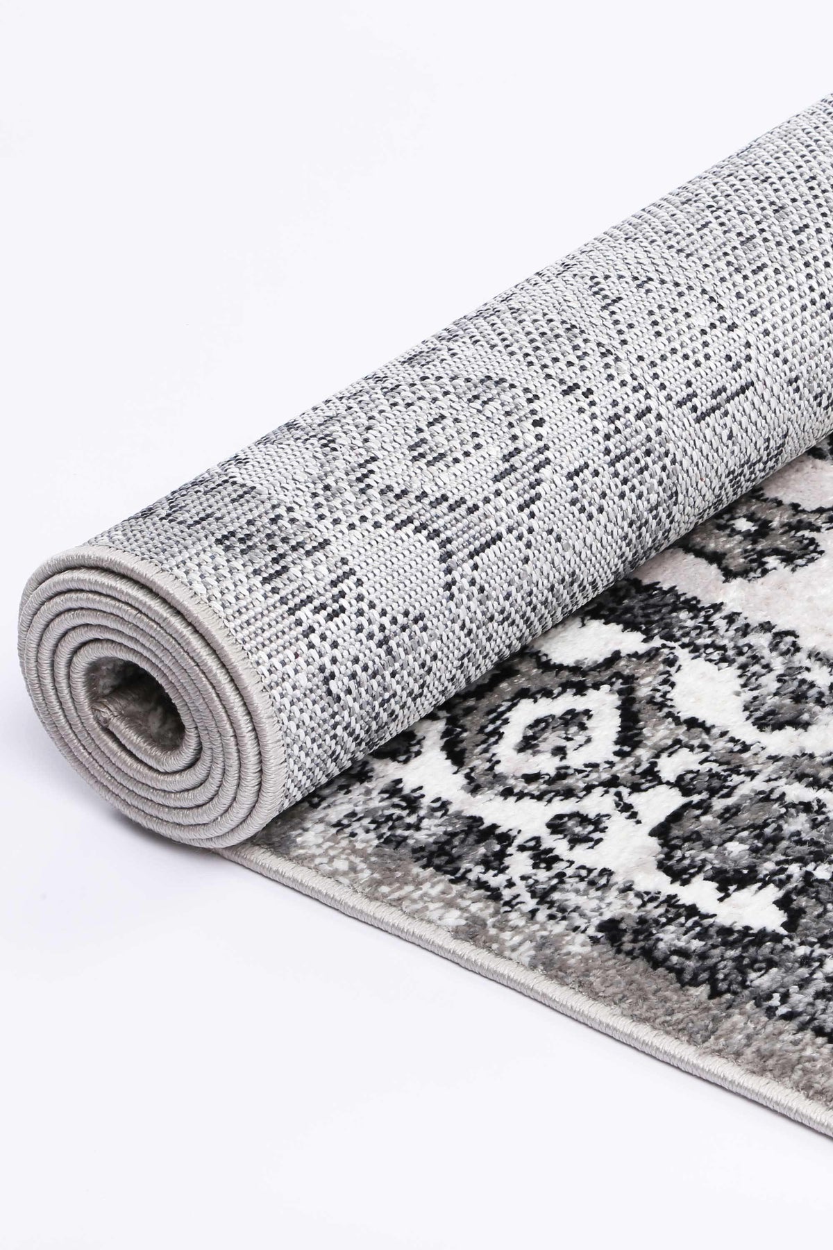 Abbot Traditional Grey Black Rug - The Rugs