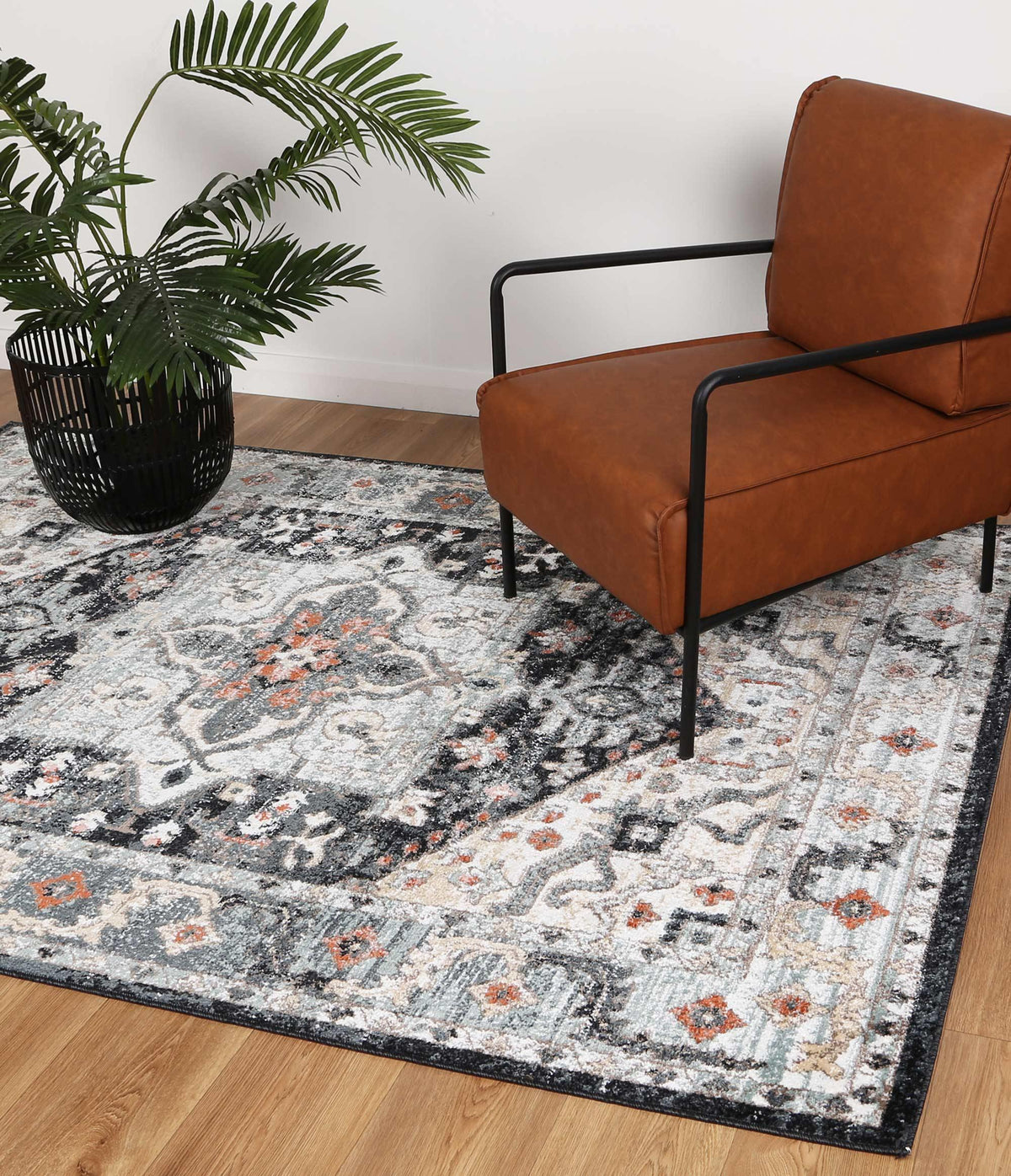 Abbot Traditional Blue Charcoal Rug - The Rugs
