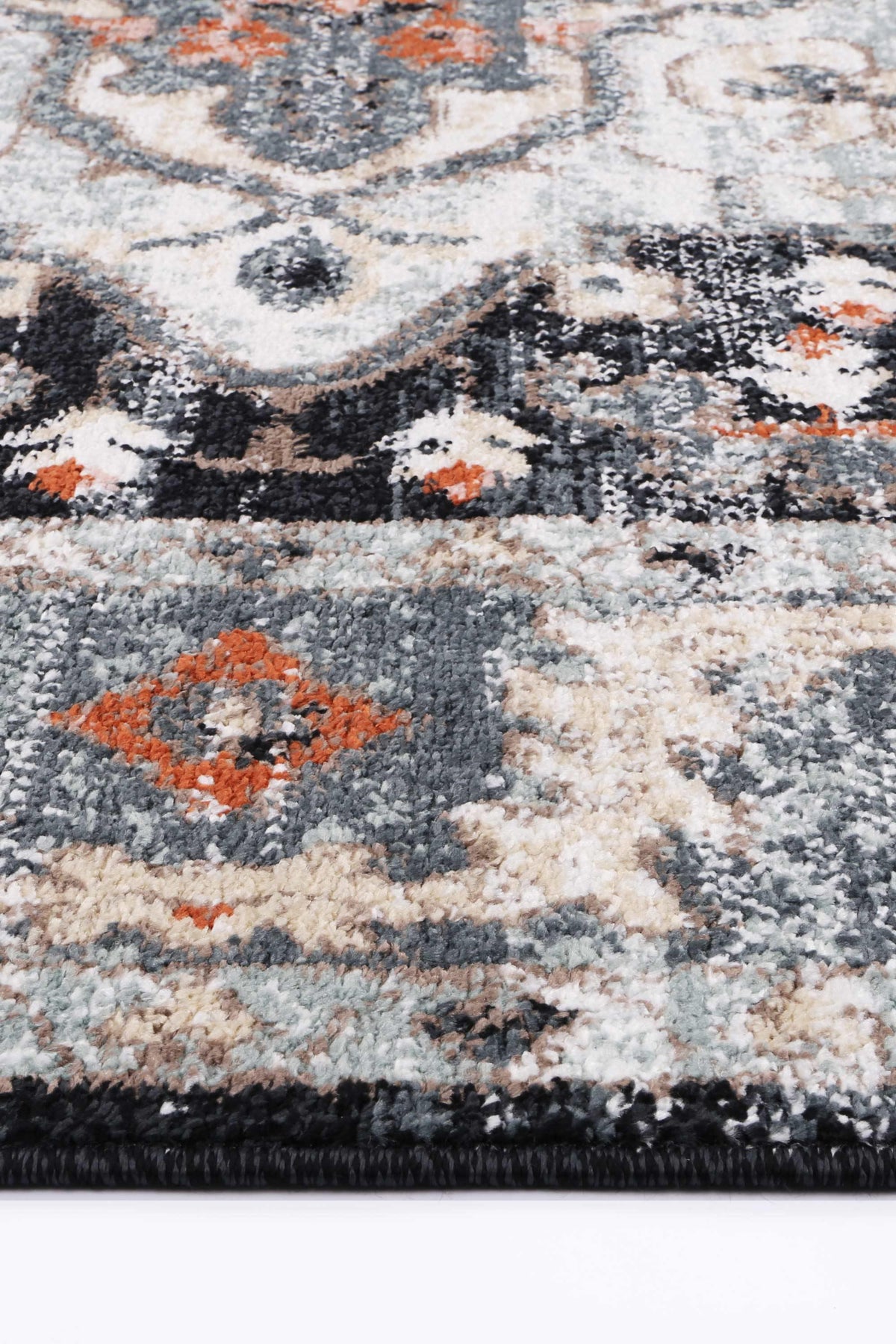 Abbot Traditional Blue Charcoal Rug - The Rugs
