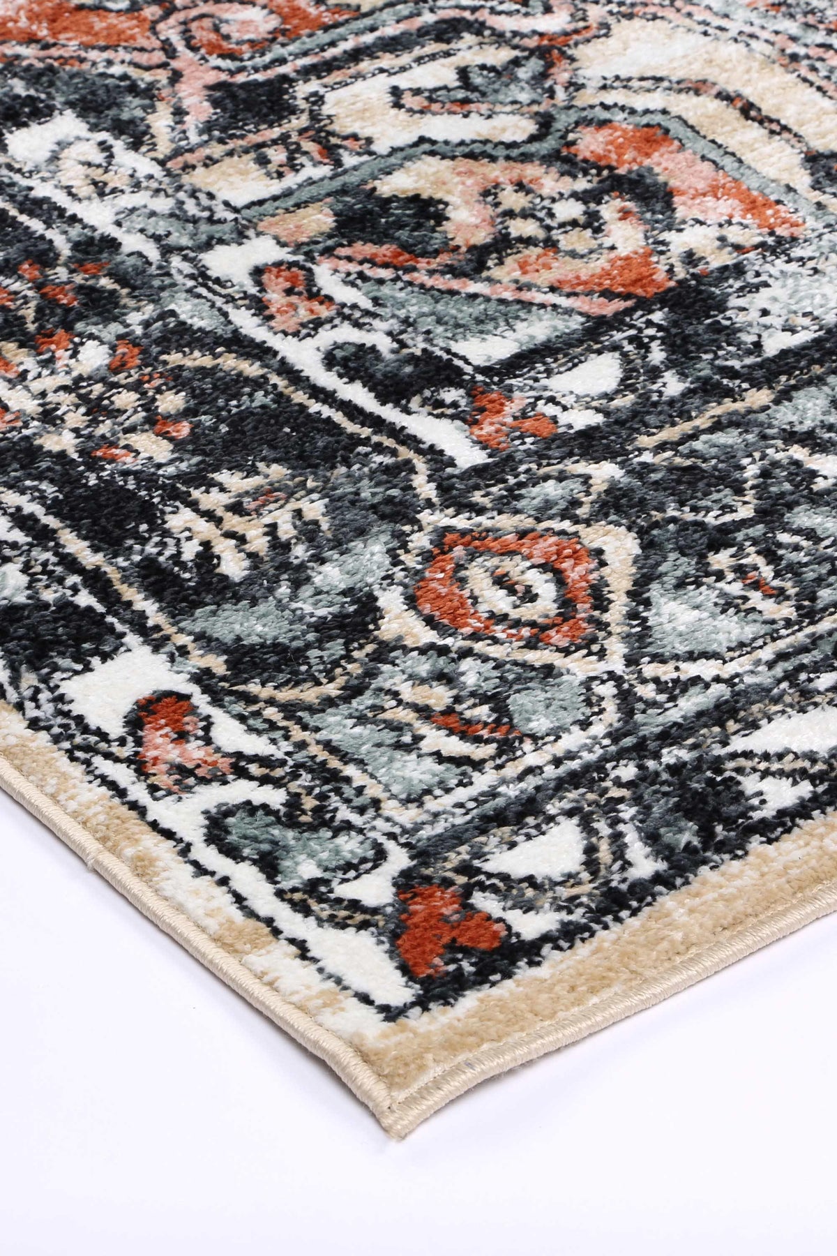 Abbot Traditional Black Cream Rug - The Rugs