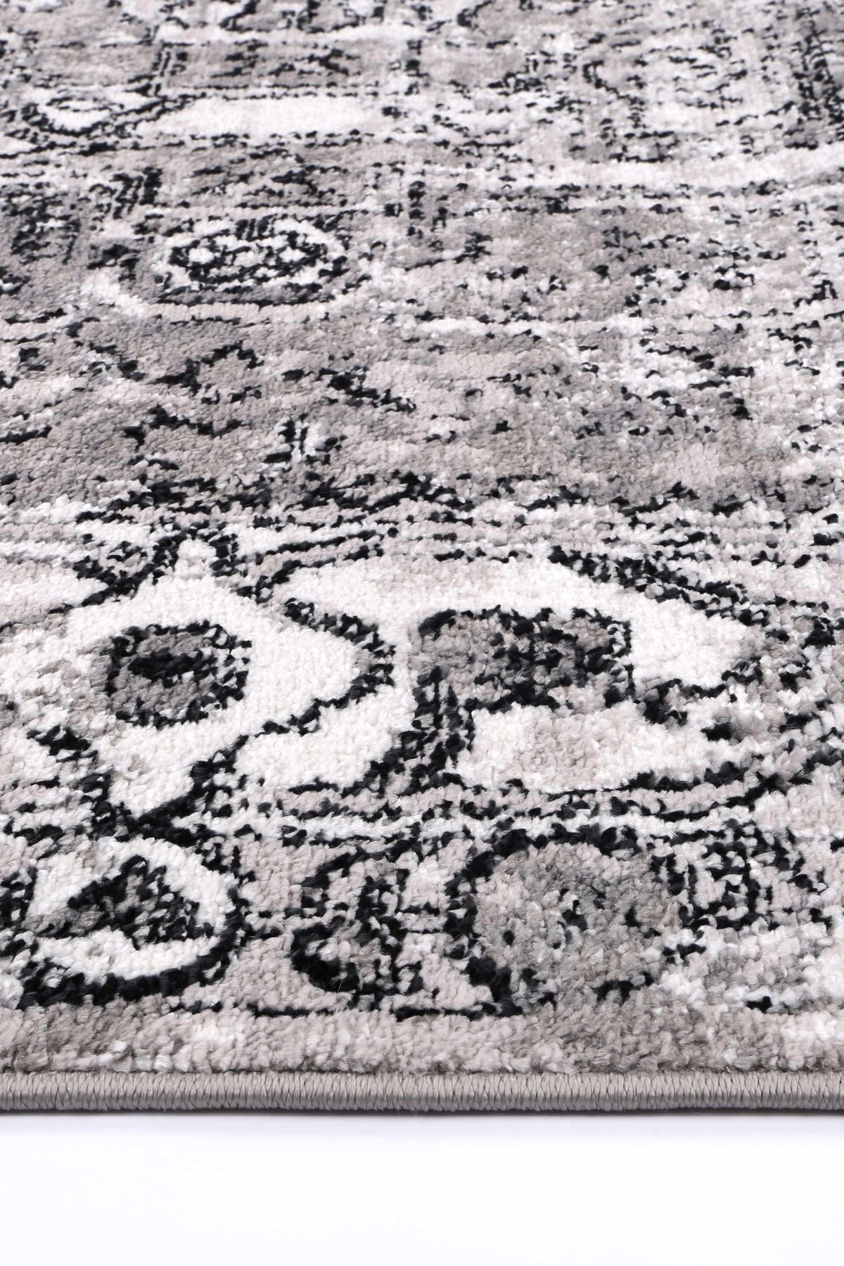 Abbot Traditional Black Grey Rug - The Rugs