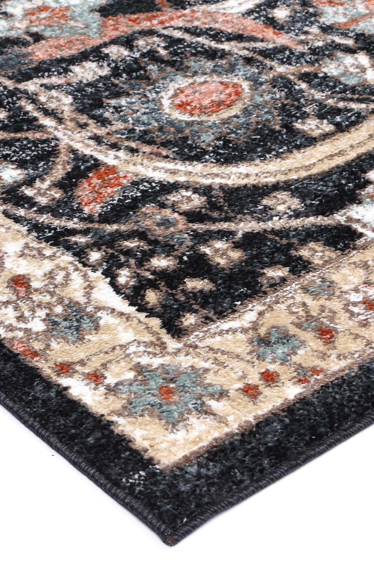 Abbot Traditional Charcoal CreamRug - The Rugs
