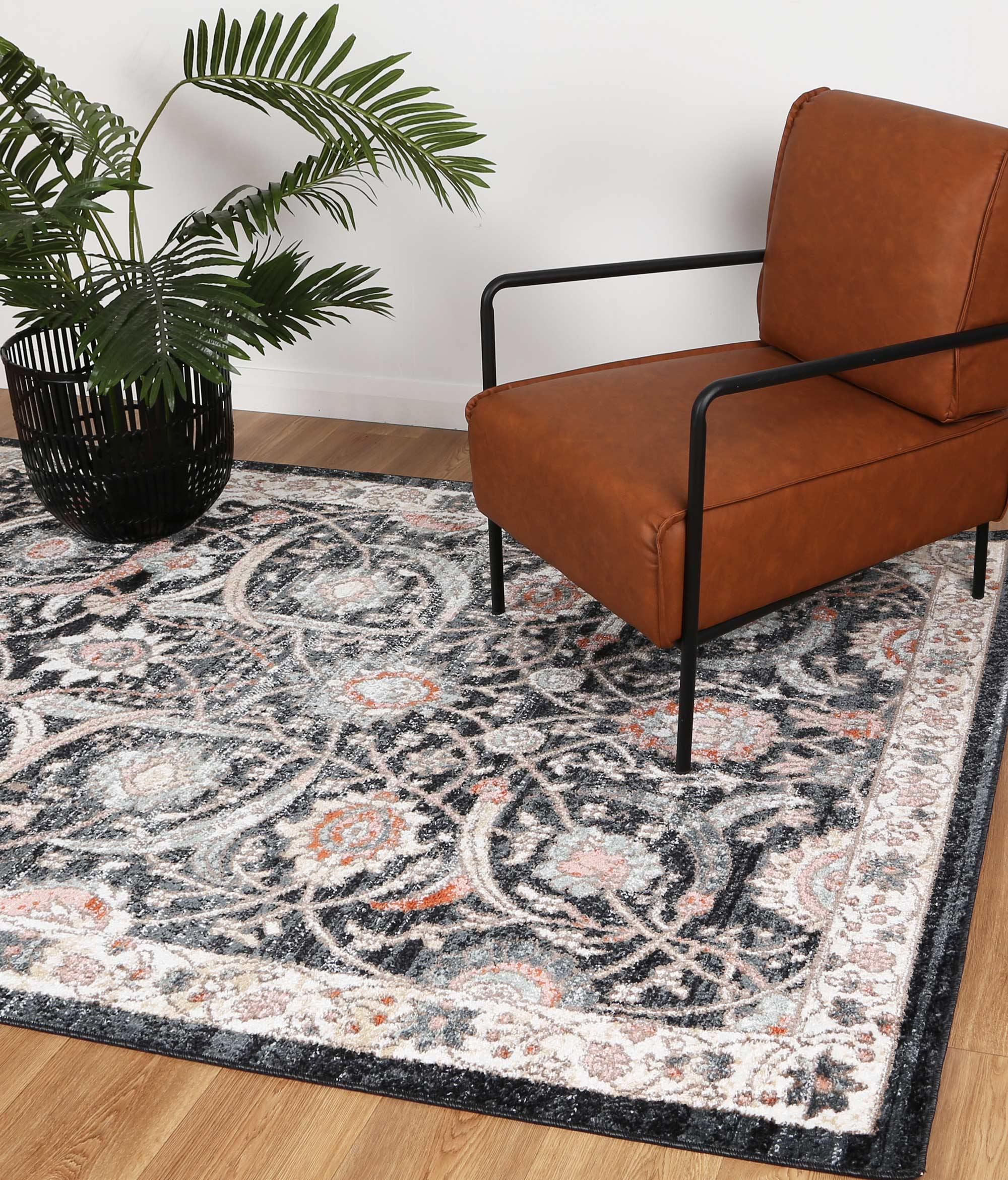 Abbot Rug Best Abbot Traditional Cream Charcoal Rug | The Rugs