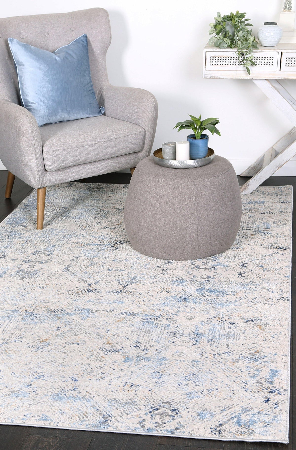 Anastasia Navy Blue Ikat Rug - The Rugs