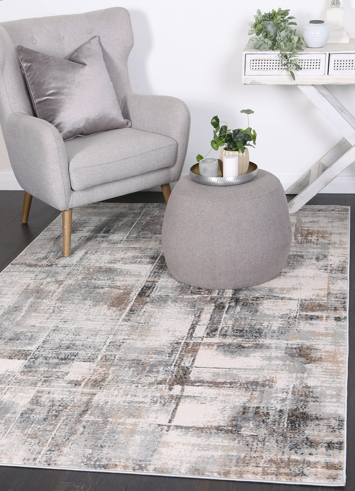 Anastasia Beige Grey Modern Rug - The Rugs