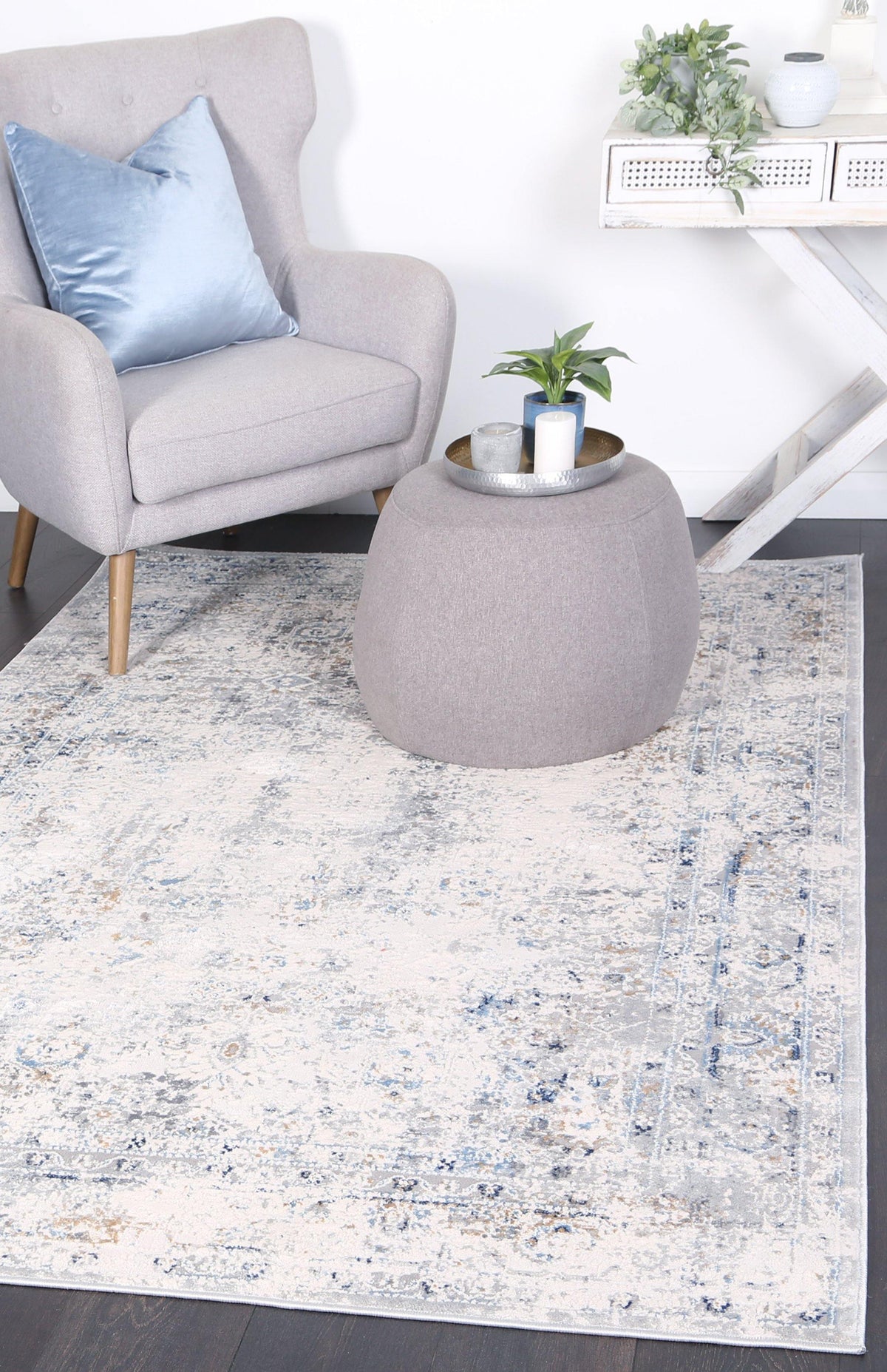 Anastasia Navy Blue Contemporary Rug - The Rugs