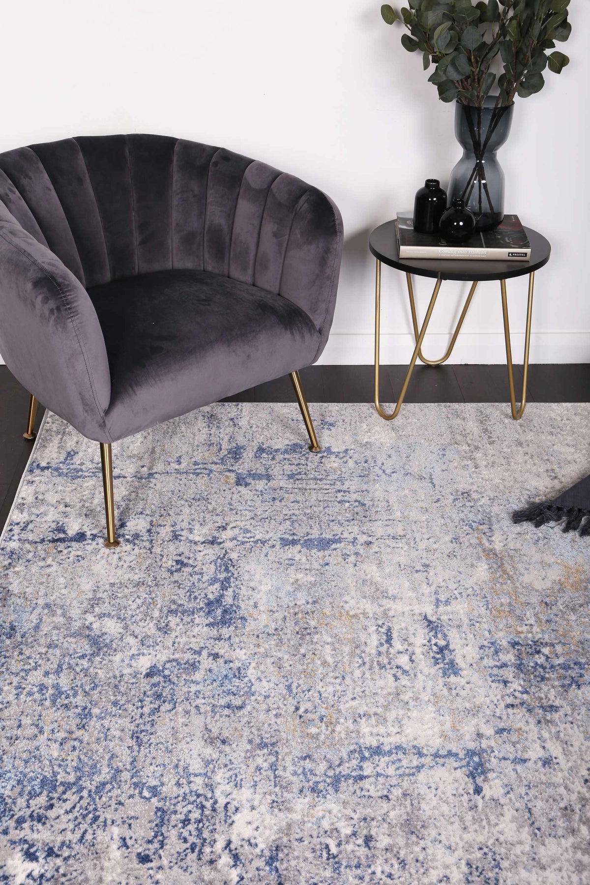 Anastasia Navy Blue Modern Rug - The Rugs