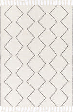 Cora Diamond Tassel Cream Wool Rug - The Rugs