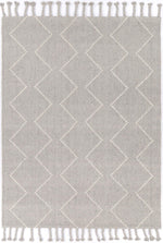 Cora Diamond Tassel Grey Wool Rug - The Rugs