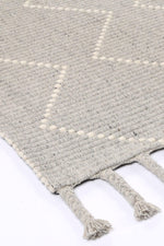 Cora Diamond Tassel Grey Wool Rug - The Rugs