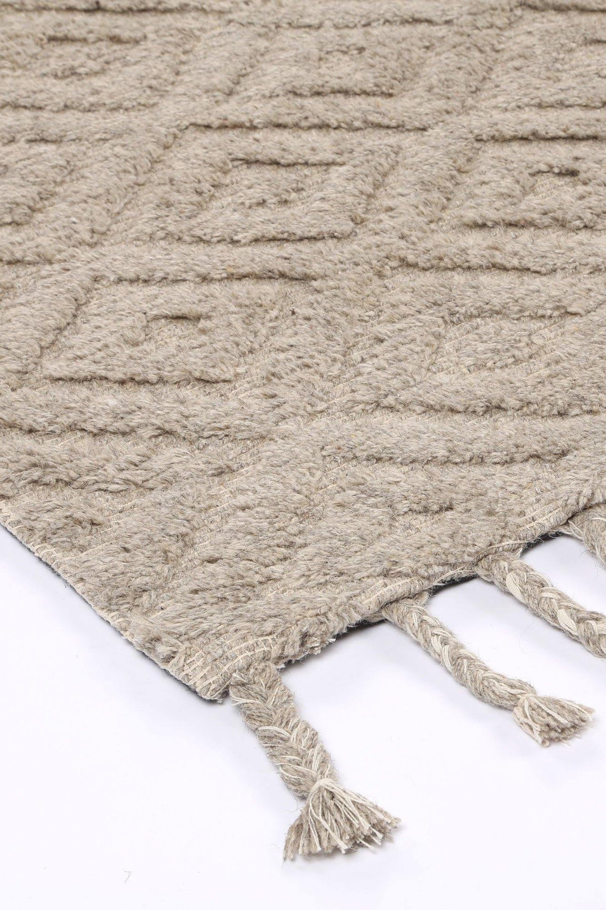 Cora Plush Diamond Ash Wool Rug - The Rugs