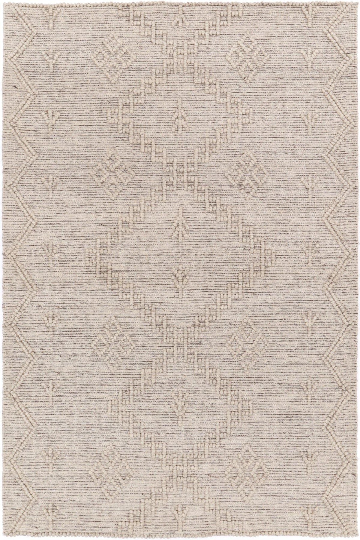 Cora Boho Chic Ash Wool Rug - The Rugs