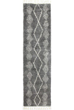 Marrakesh Zara Tribal Grey Cream Runner Moroccan Rug - The Rugs