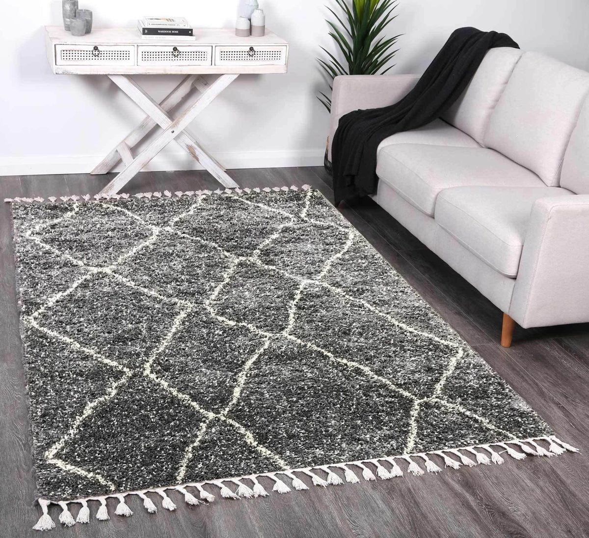 Marrakesh Maxen Tribal Grey Moroccan Rug - The Rugs