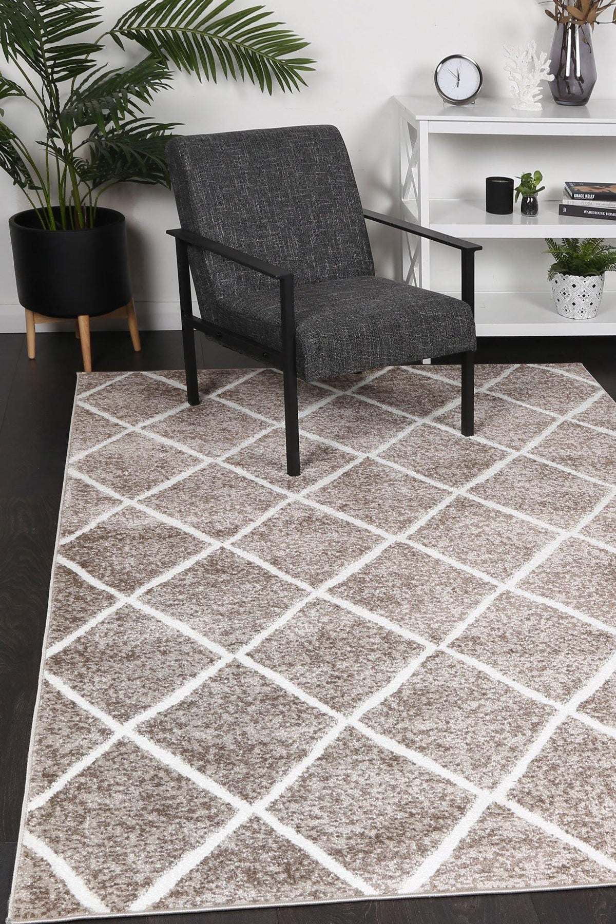 Layla Diamond Mocha Rug - The Rugs