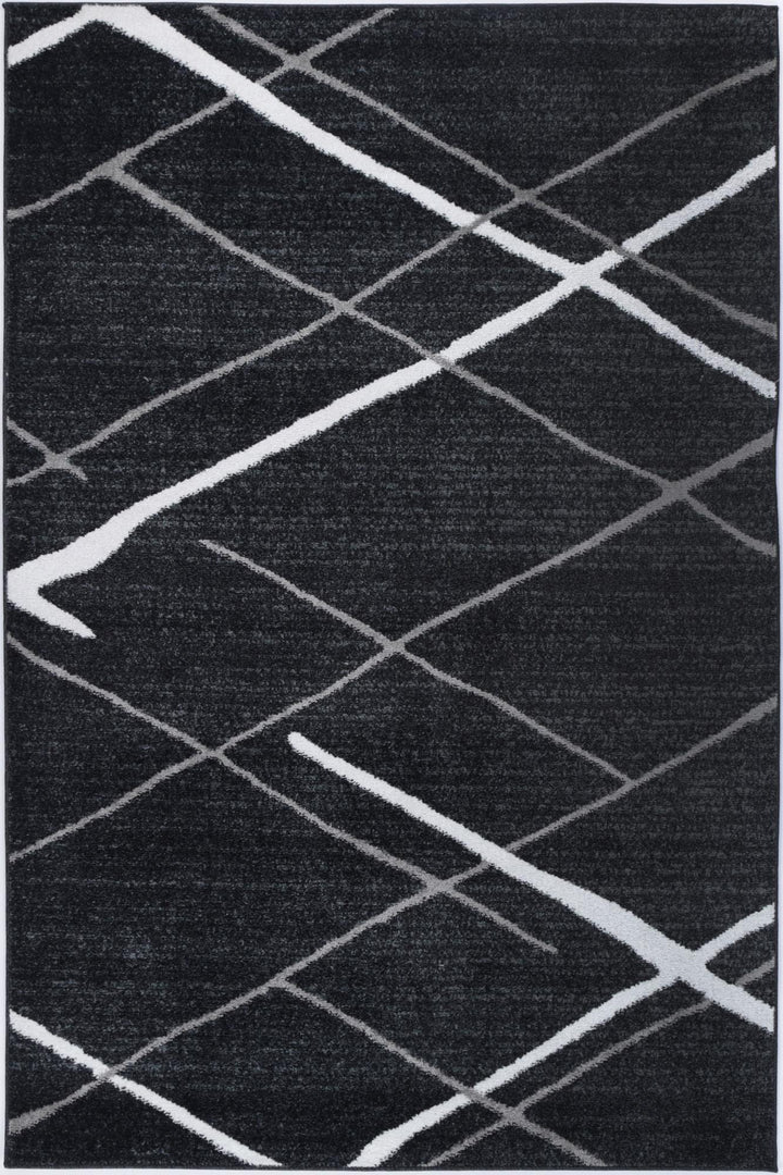 Layla Abstract Stripe Charcoal Rug - The Rugs