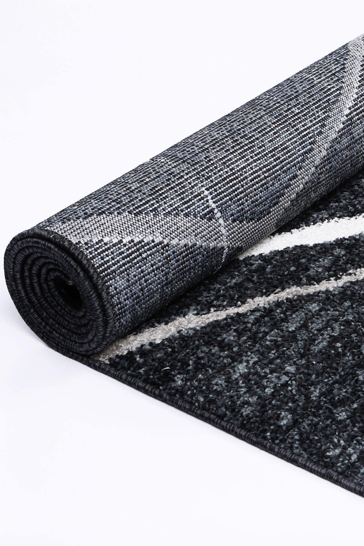 Layla Abstract Stripe Charcoal Rug - The Rugs