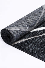 Layla Abstract Stripe Charcoal Rug - The Rugs