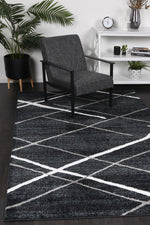 Layla Abstract Stripe Charcoal Rug - The Rugs