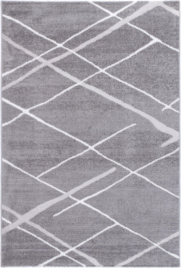 Layla Abstract Stripe Grey Rug - The Rugs