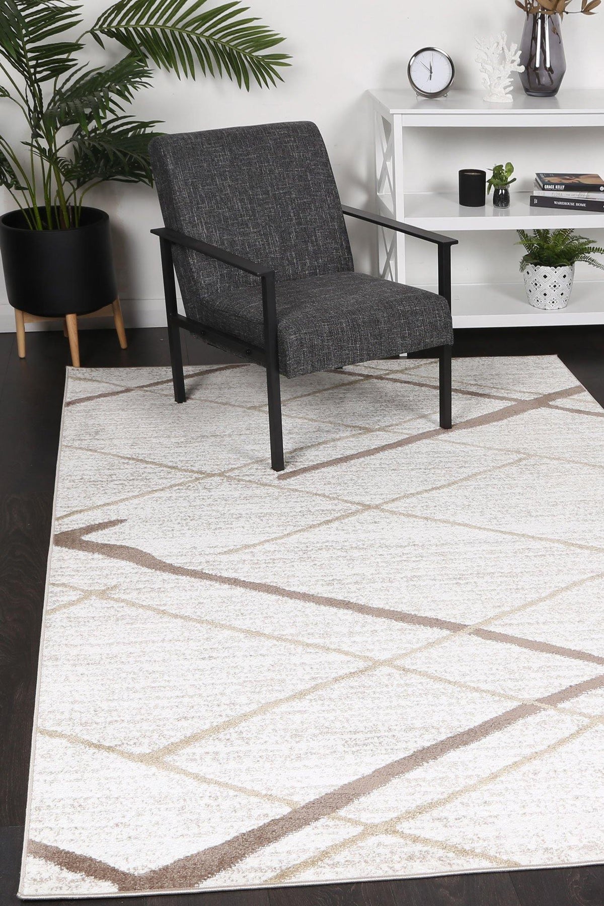 Layla Abstract Stripe Latte Rug - The Rugs