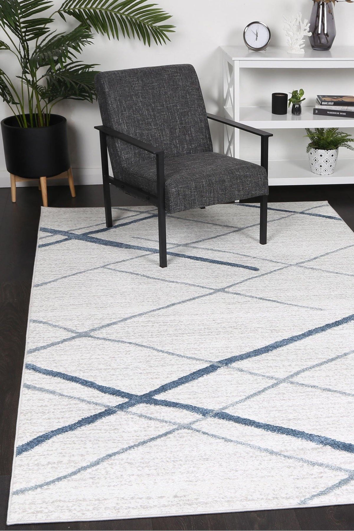 Layla Abstract Stripe Light Blue Rug - The Rugs
