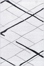 Layla Abstract Stripe White Rug - The Rugs