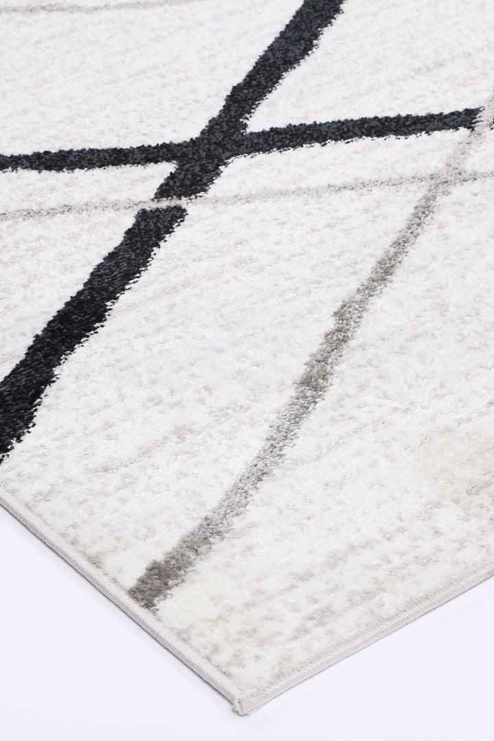 Layla Abstract Stripe White Rug - The Rugs