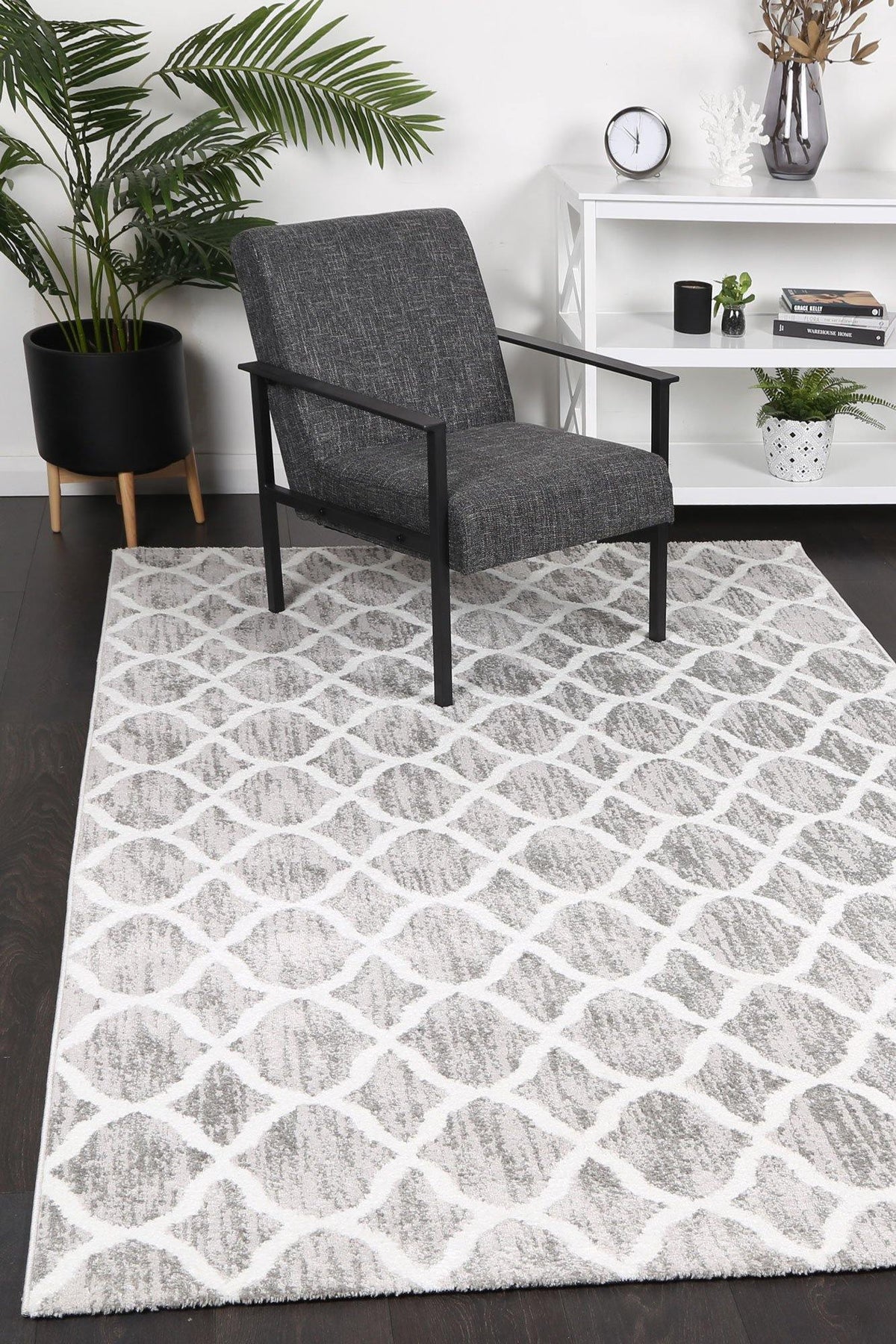 Layla Lattice Silver Rug - The Rugs