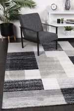 Layla Abstract Geometric Grey Rug - The Rugs
