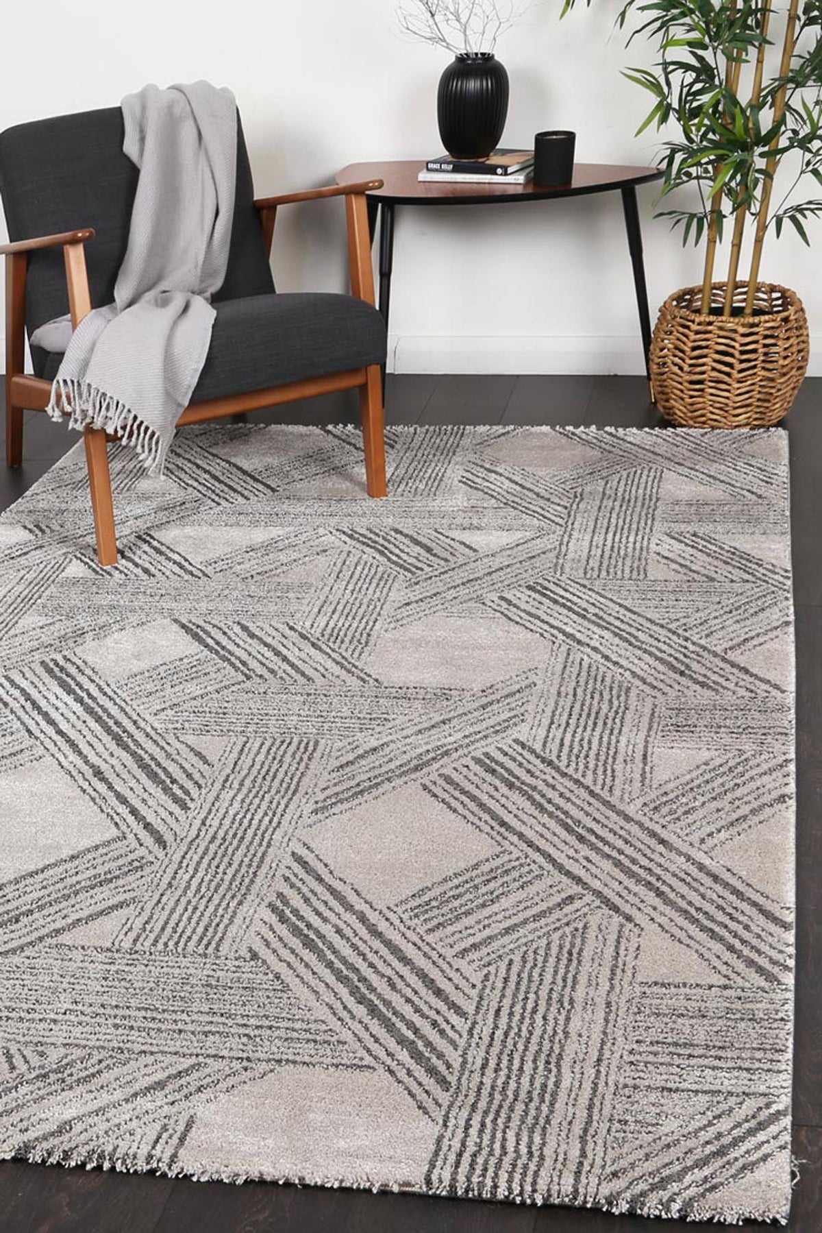 Bliss Grey Geometric Rug