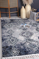 Cassandra Navy Blue Diamond Abstract Rug